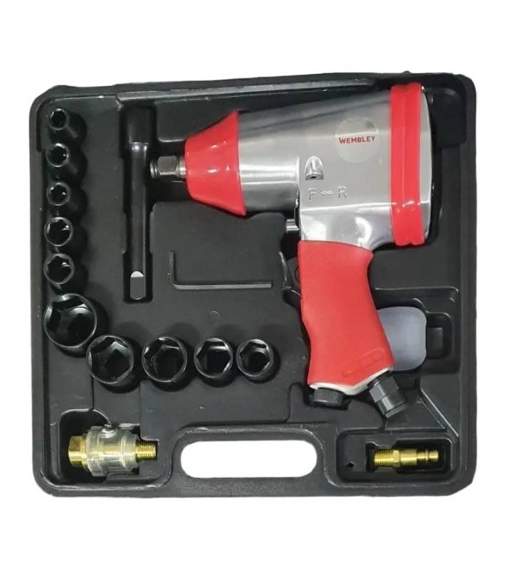 Llave De Impacto 1/2 312Nm Neumatica C/Kit 17 Pzas - Wembley
