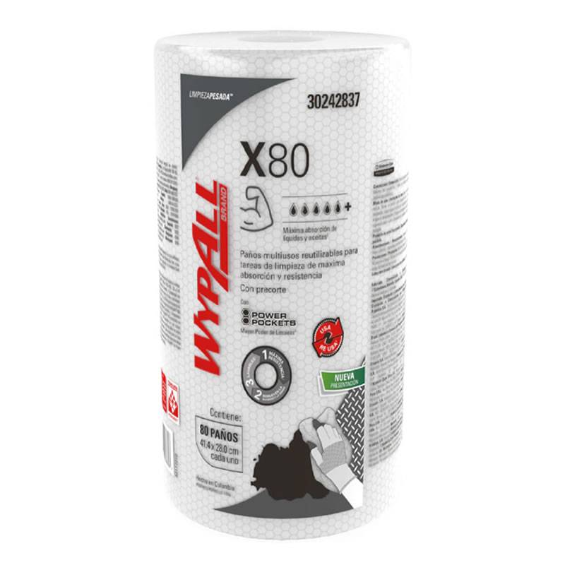 Rollo Paño Limpieza Wypall X80 28X41,4Cm 80 Paños -- Kimberly Clark