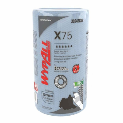 Rollo Paño Limpieza Wypall X75 28,3X42,5Cm 60 Paños Celeste -- Kimberly Clark