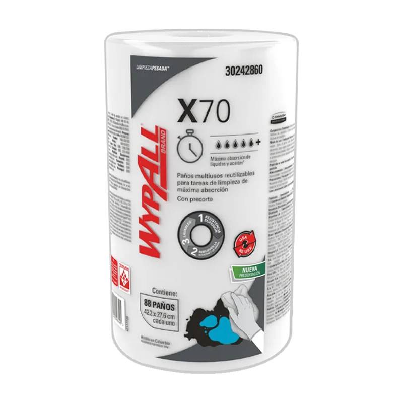 Rollo Paño Limpieza Wypall X70 Liso 27,6X42,2Cm 88 Paños -- Kimberly Clark