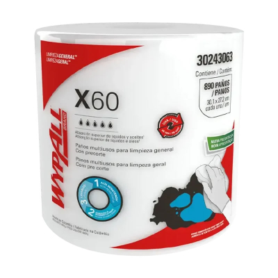 Rollo Paño Limpieza Wypall X60 Jumbo 30,1X27,2Cm 890 Paños -- Kimberly Clark
