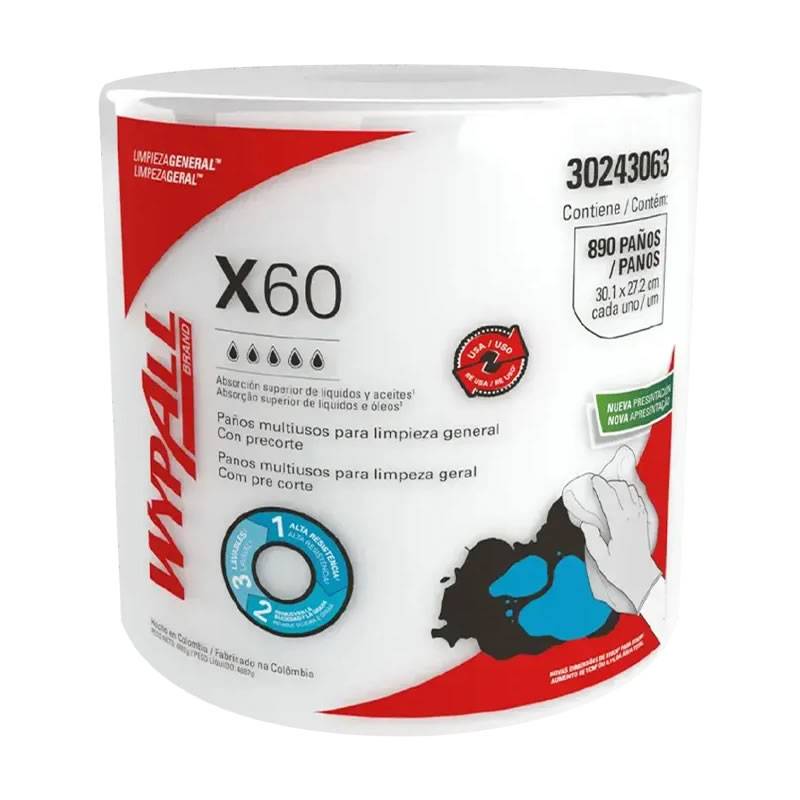 Rollo Paño Limpieza Wypall X60 Jumbo 30,1X27,2Cm 890 Paños -- Kimberly Clark