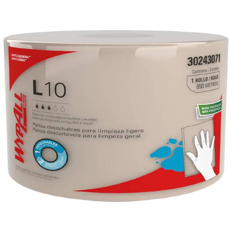 Rollo Paño Limpieza Wypall L10 Jumbo Con Precorte 650Mts -- Kimberly Clark