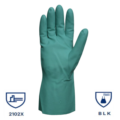 Guantes De Acrilo Nitrilo Verde Flocado L:33Cm Esp:0.4Mm Dps