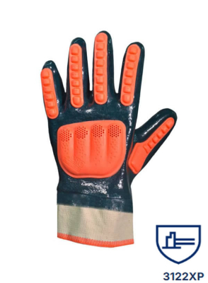 Guantes Nitrilo Azul Medio Baño Puño De Lona C/Tpr Anti-Impacto T-10 Dps