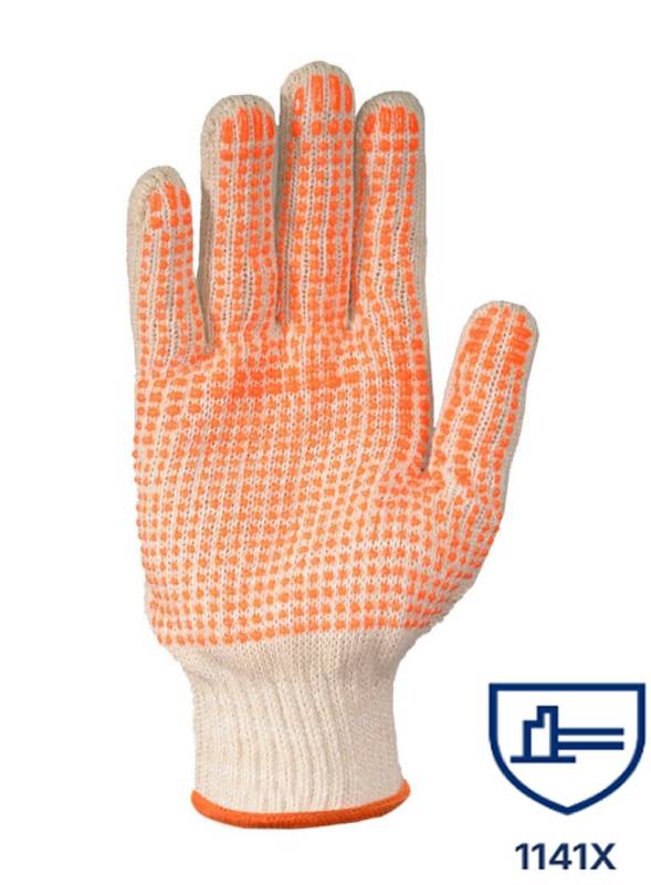 Guantes Hilo Moteado Algodón Natural Nar/Bla. Premium Dps