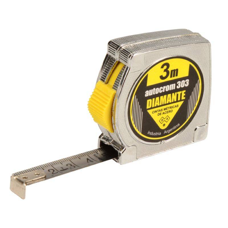 Cinta Metrica 3Mts Auto.plastica Cromada (303) -- Diamante